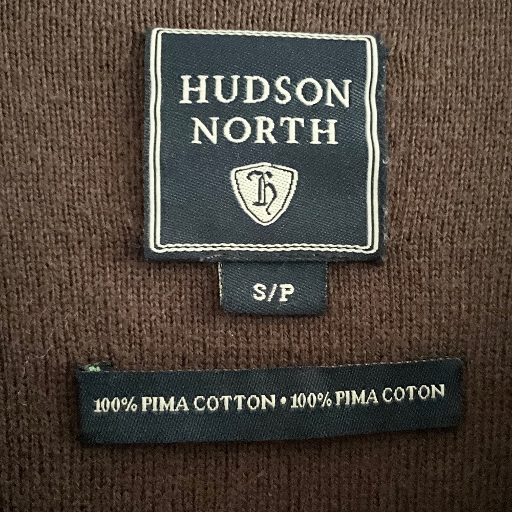 Hudson North Men/Unisex Knit Sweater Pima Cotton Argyle Navy/cream Old money S - Picture 3 of 8